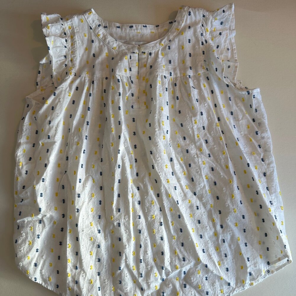 Black, White, and Yellow Ruffle Sleeveless Top